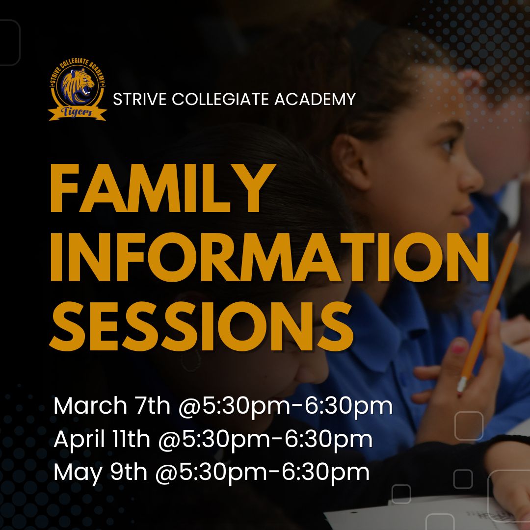 New Student Information Sessions will be held on the following dates from 5:30pm - 6:30pm at:

3055 Lebanon Pike Suite 300
Nashville, TN 37214

March 7, 2024
April 11, 2024
May 9, 2024

#DonelsonTN #HermitageTN #McGavockCluster #CharterSchool #MiddleSchool #DonelsonChamber