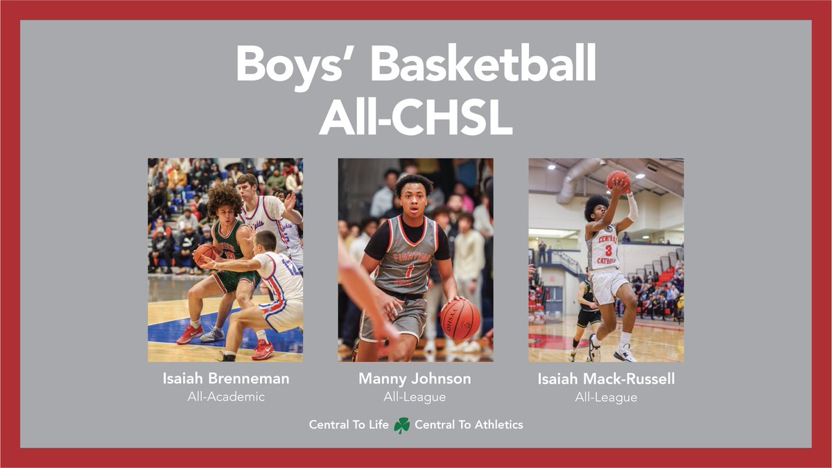 centralcatholic's tweet photo. ☘️🏀 CONGRATS @basketball_cchs players Manny Johnson (All-League), Isaiah Mack-Russell (All-League), &amp; @BrennemanIam (All-Academic) on collecting All-@CHSL1926 honors ... GO IRISH!!! #CentralToLife l #CentralToAthletics ☘️🏀 

Click HERE to Read Story ⬇️
https://t.co/gkVY8wJyC6 https://t.co/dbqLJjJ921
