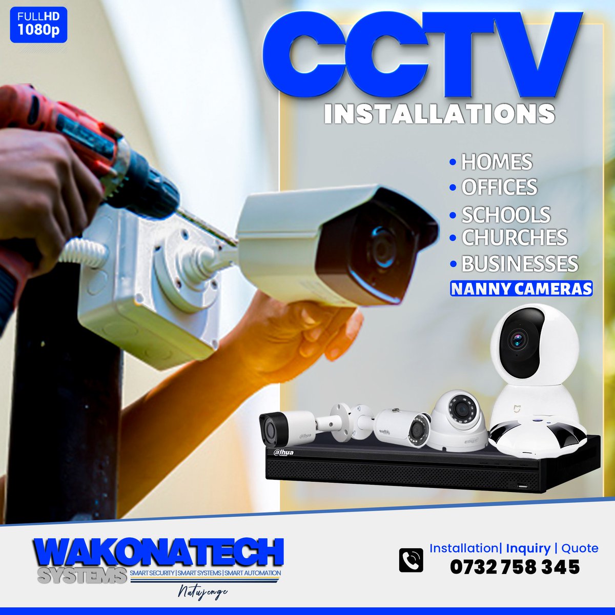 Wakonatech's tweet photo. Enjoy our reliable CCTV remote monitoring technology that allows you timely response to incidents, always at an amazing offer  Our Smart CCTV Security Systems can cover the following places and more.

 Contact us Today on: 📞 0732 758 345 | 0713 312 170
#Cctvinstallation https://t.co/9b79K46rGi