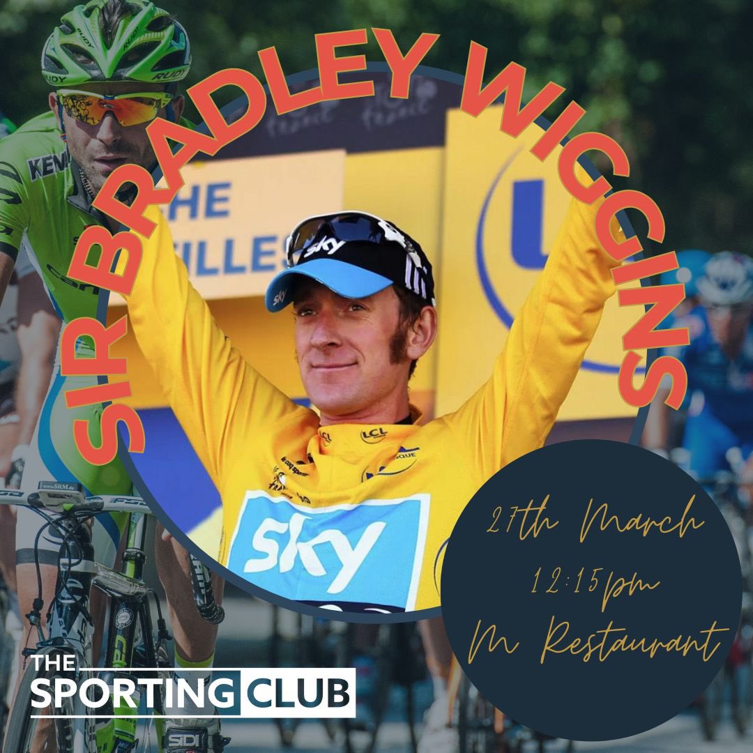 We are delighted to have another absolute sporting great in the house with our Sir Bradley Wiggins lunch on Wednesday 27th March at M Restaurants.⁠
⁠
Join us for this special lunch with <a href="/SirWiggo/">Brad Wiggins</a>, you don’t want to miss this!

Tickets: thesportingclub.co