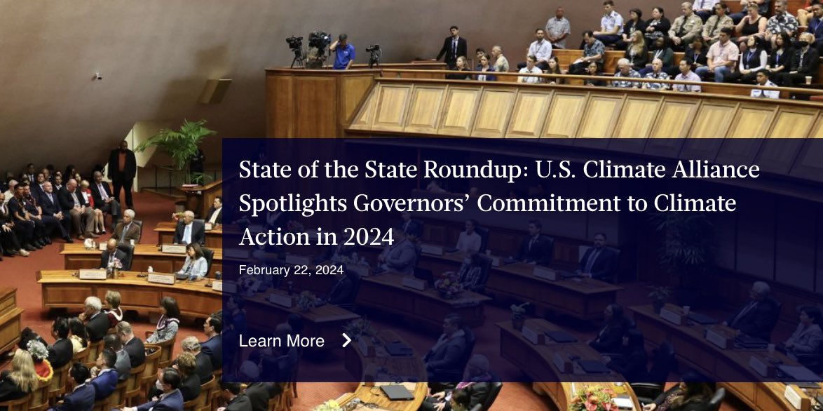 Casey Katims (@caseykatims) on Twitter photo Bold climate action continues to be at the top of states’ agendas for 2024.
As governors convene in DC, check out what <a href="/USClimate/">U.S. Climate Alliance</a> governors are saying about their plans to tackle the climate crisis this year: bit.ly/Alliance-SOTS-… Bold climate action continues to be at the top of states’ agendas for 2024.
As governors convene in DC, check out what <a href="/USClimate/">U.S. Climate Alliance</a> governors are saying about their plans to tackle the climate crisis this year: bit.ly/Alliance-SOTS-…