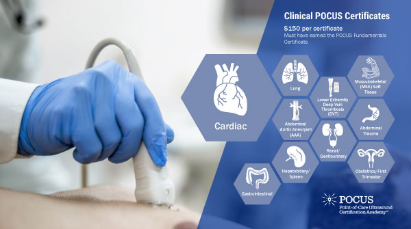 What does your #POCUS certification plan look like? For broad applicability, consider the POCUS Cardiac Certificate. It’s available as a standalone certificate, or as an area of focus for specialty certifications. Learn more 👉  bit.ly/3JGKVgY

#AmericanHeartMonth