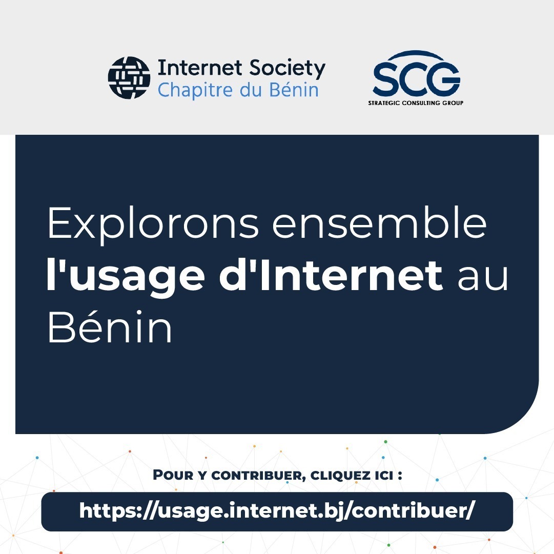 Explorez avec nous les tendances, défis et opportunités pour façonner l'avenir d'Internet du Bénin. 
Cliquez ici pour contribuer: usage.internet.bj/contribuer/ 📊
Votre contribution compte!
#InternetBenin #UsageInternet #ISOCBENIN #SCG #BENIN