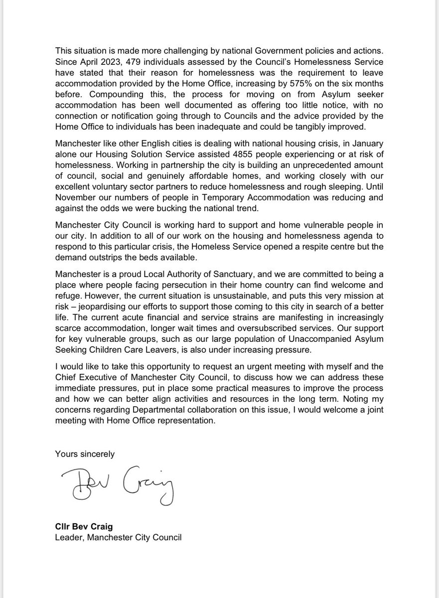 Today I have written to the Government about the broken asylum system & the unsustainable crisis our local homeless services are facing. We have welcomed refugees in our city for generations, but current Government policy is broken with serious human consequences. It must change