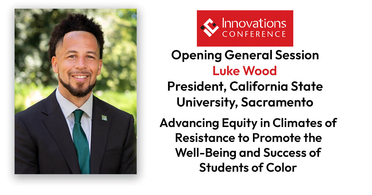 Join Luke Wood, President of California State University, Sacramento, for his keynote on advancing equity for students of color at the League's 27th annual Innovations Conference, March 17-20 in Anaheim, CA. Learn more: league.org/innovations-20…