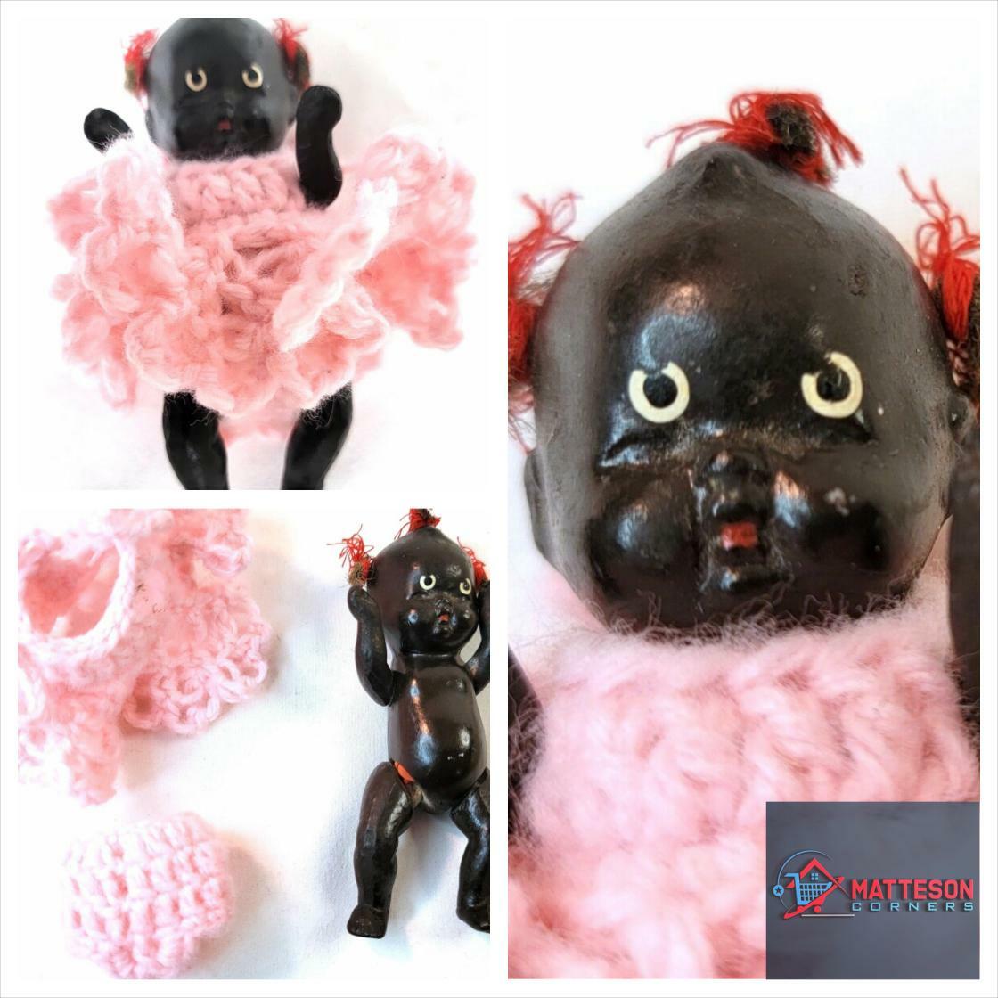 Unmissable! Check out this VTG 4 1/2' African American Bisque Baby Doll w/Crocheted Clothing Japan Black only at $34.99. 
ebay.com/itm/VTG-4-1-2-…
#EBAY #EBAYDEALS