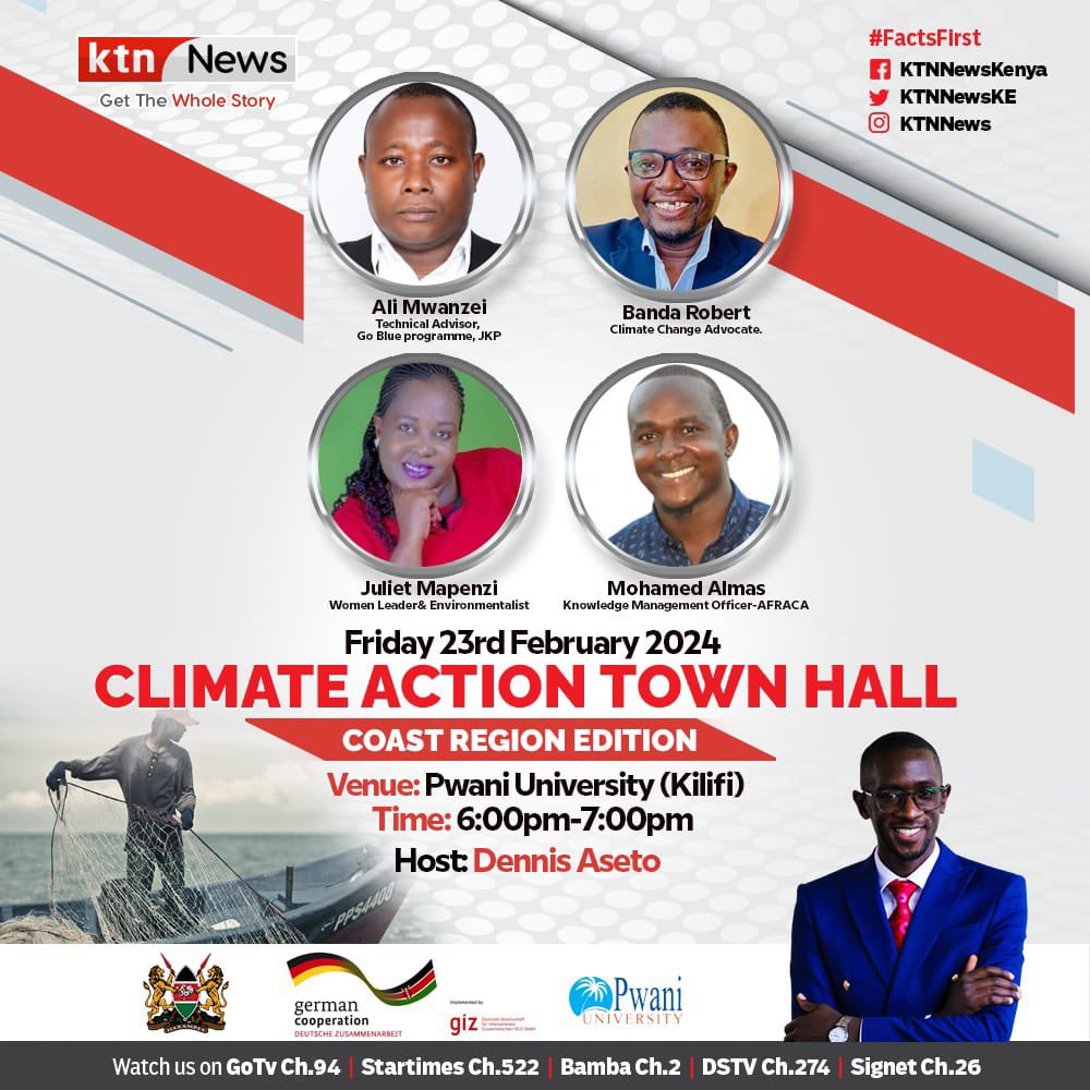 Let’s meet tomorrow and exclusively talk about climate change Climate Change Town Hall at Pwani University. @oindoisaac1 @Coltieno @DannyGona @Madaraka003 @KCCGP_ @GloryBojo @Brian_misiati @KTNNewsKE @kyom003