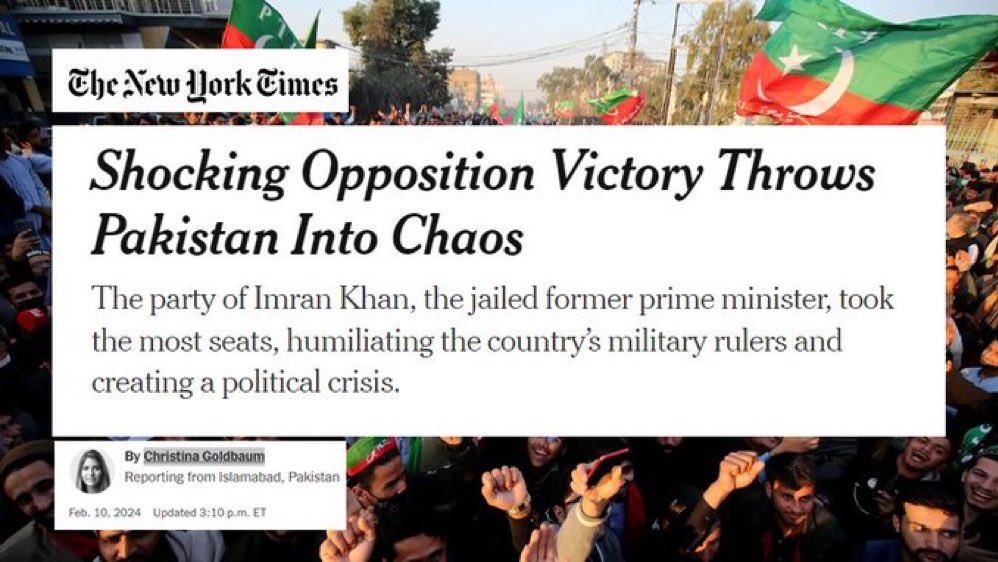 SHABAZGIL's tweet image. The NewYork Times declared Imran Khan victory. huge blow for Pakistani Establishment.