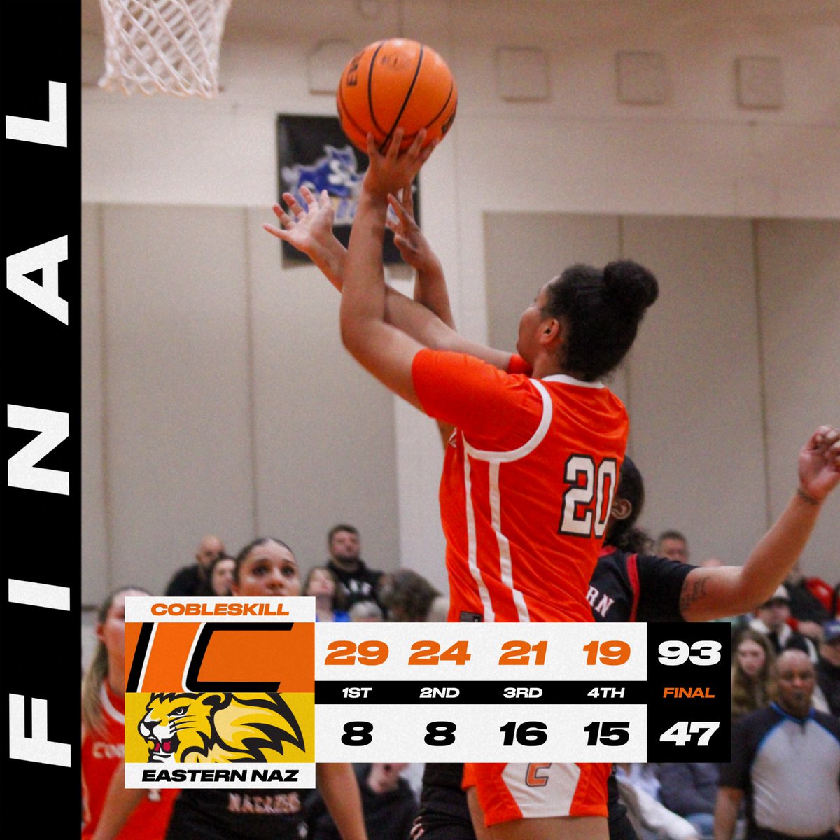 CobyAthletics's tweet photo. 2️⃣3️⃣-1️⃣ Overall and a perfect 1️⃣2️⃣-0️⃣ conference record
Women’s Basketball cruise past ENC 93-47 on senior day for their 13th straight win.
📊Thayne- 21 points, 14 rebs & 4 blks
📊May- 14 points, 8 rebs & 5 blks
📊Walker- 13 points & 8 rebs
#OneCoby #CobyWBB #D3hoops https://t.co/mgHyBwZ2gU