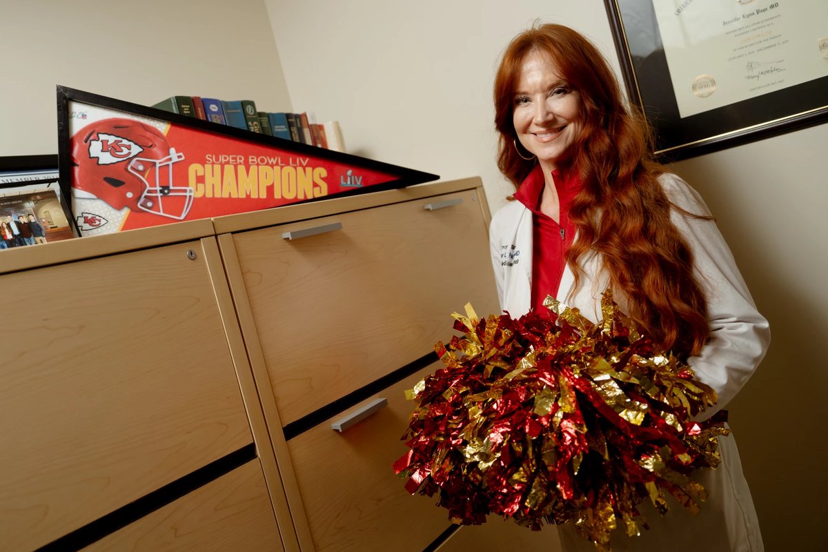 Mercy South (@mercysouthstl) on Twitter photo From the sideline at Arrowhead Stadium to Mercy Rehabilitation Hospital South, Dr. Jennifer Page is a big Kansas City Chiefs fan. <a href="/stlpublicradio/">St. Louis Public Radio</a> shared how her fandom spans from Chiefs cheerleader as a medical school student to this weekend's Super Bowl: ow.ly/Sle150QzEgP From the sideline at Arrowhead Stadium to Mercy Rehabilitation Hospital South, Dr. Jennifer Page is a big Kansas City Chiefs fan. <a href="/stlpublicradio/">St. Louis Public Radio</a> shared how her fandom spans from Chiefs cheerleader as a medical school student to this weekend's Super Bowl: ow.ly/Sle150QzEgP