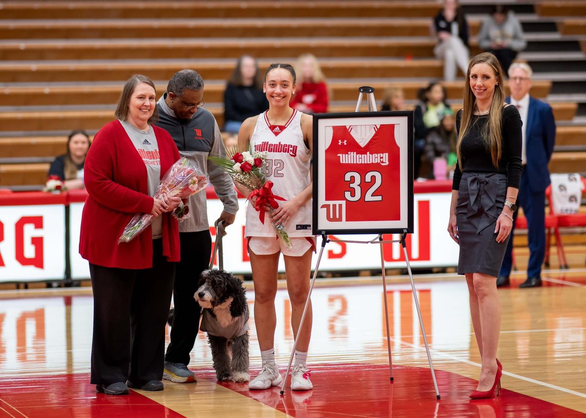 Smiles all around for <a href="/wittwbb/">Witt Women's Basketball</a> as the Tigers celebrated Senior Day with a big win over Wooster, in the process moving within one-half game of the <a href="/NCAC/">NCAC</a> lead: wittenbergtigers.com/x/rdb8s #TigerUp®