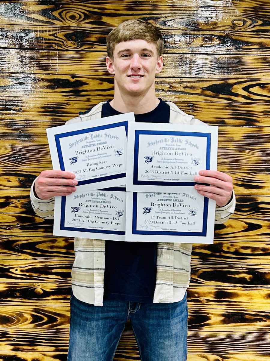 BrightonDevivo's tweet image. Awards of the 2023 season
1st team all district
Academic All-District
Rising Star, 2023 All big Country Preps
Honorable mention- DB, 2023 All Big country Preps
Looking forward to next year!