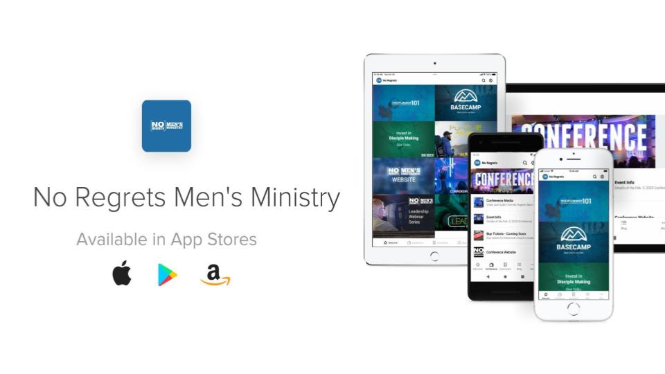 NoRegretsMen's tweet image. Did you know that all of our conference media can be found on our app? That's right, every seminar from the Fearless Conference is there for you to go and watch and rewatch right now! Download the No Regrets App today!