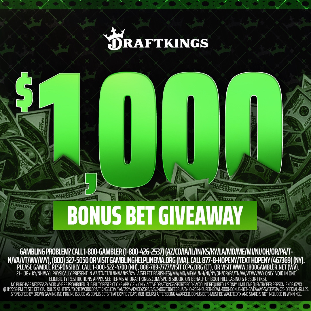 DraftKings Sportsbook (@dksportsbook) on Twitter photo HAPPY ALMOST SUPER BOWL SUNDAY π€ WHO WANTS A $1,000 BONUS BET???
How To Enter:
π Like this tweet
π Follow <a href="/DKSportsbook/">DraftKings Sportsbook</a>
π Drop your Over/Under National Anthem Prediction
RULES: dknetwork.draftkings.com/fantasy-adviceβ¦ HAPPY ALMOST SUPER BOWL SUNDAY π€ WHO WANTS A $1,000 BONUS BET???
How To Enter:
π Like this tweet
π Follow <a href="/DKSportsbook/">DraftKings Sportsbook</a>
π Drop your Over/Under National Anthem Prediction
RULES: dknetwork.draftkings.com/fantasy-adviceβ¦