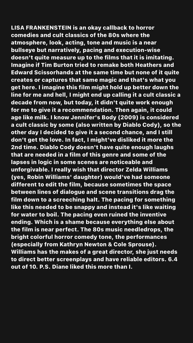 #LisaFrankenstein #ZeldaWilliams #DiabloCody #KathrynNewton #ColeSprouse #CarlaGugino #horrorcomedy #horror #comedy #80sMusic #cultclassics #movietheater #moviereview #filmreview #review #movie #film #zachszanyreviews