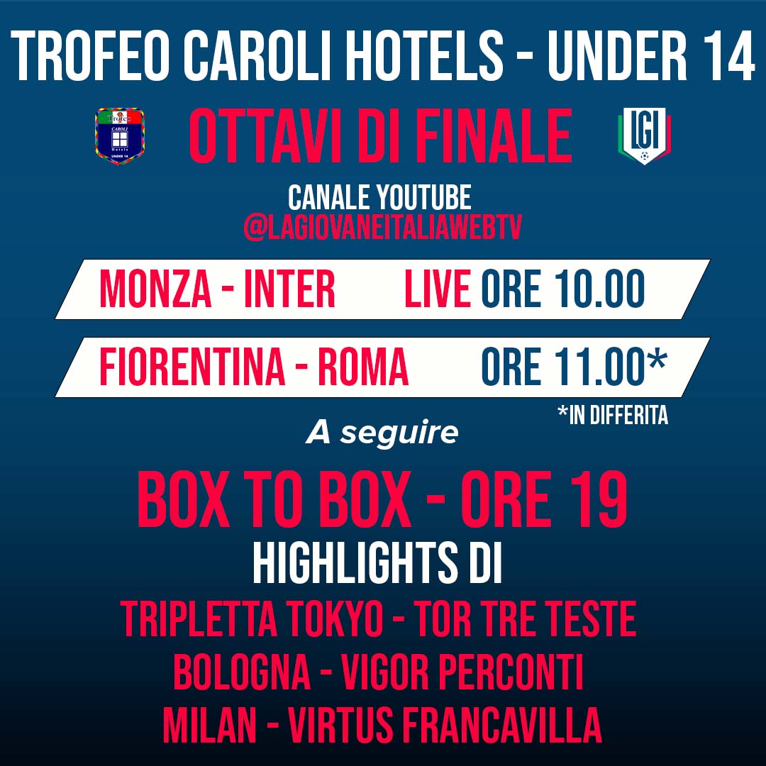 Oggi si comincia di buon ora tra LIVE con commento, differite e highlights.
Aprono <a href="/ACMonza/">AC Monza</a>  contro <a href="/Inter/">Inter ⭐⭐</a> 
Ma nel pomeriggio saranno ben tre le gare che accompagneranno la nostra/vostra domenica al <a href="/TrofeoCaroli/">Trofeo Caroli Hotels</a> sul nostro canale ufficiale YouTube.
Restate sintonizzati 🎥😉.