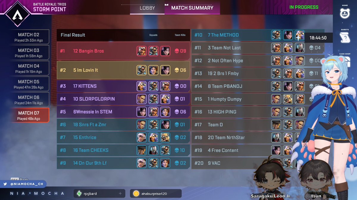 ✨LET'S FREAKING GOOOO!! TEAM BBS!✨
Winners of 2/6 games in the #NebulaInvitational!!
VOD on VStream

Best teammates, thank you for trusting my IGL-ing
<a href="/tsun_vt/">tsun</a> and <a href="/SarugakuLeon/">Sarugaku Leon Jr. 【globie】GO GETTERS COVER OUT!!!</a>

Thank you <a href="/vstream_en/">VStream (EN)</a> for hosting and everyone involved for such a fun event

<a href="/PlayApexEsports/">Apex Legends Esports</a> |