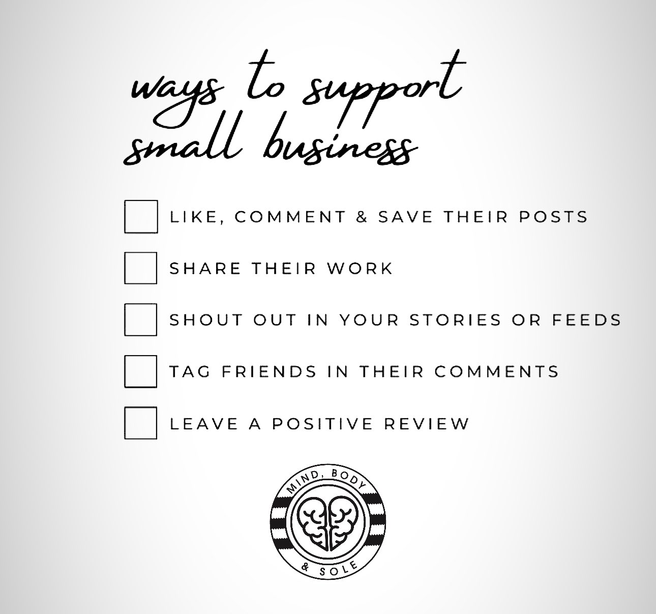Mind, Body &amp; Sole على X: &ldquo;🗣️Supporting small businesses is 