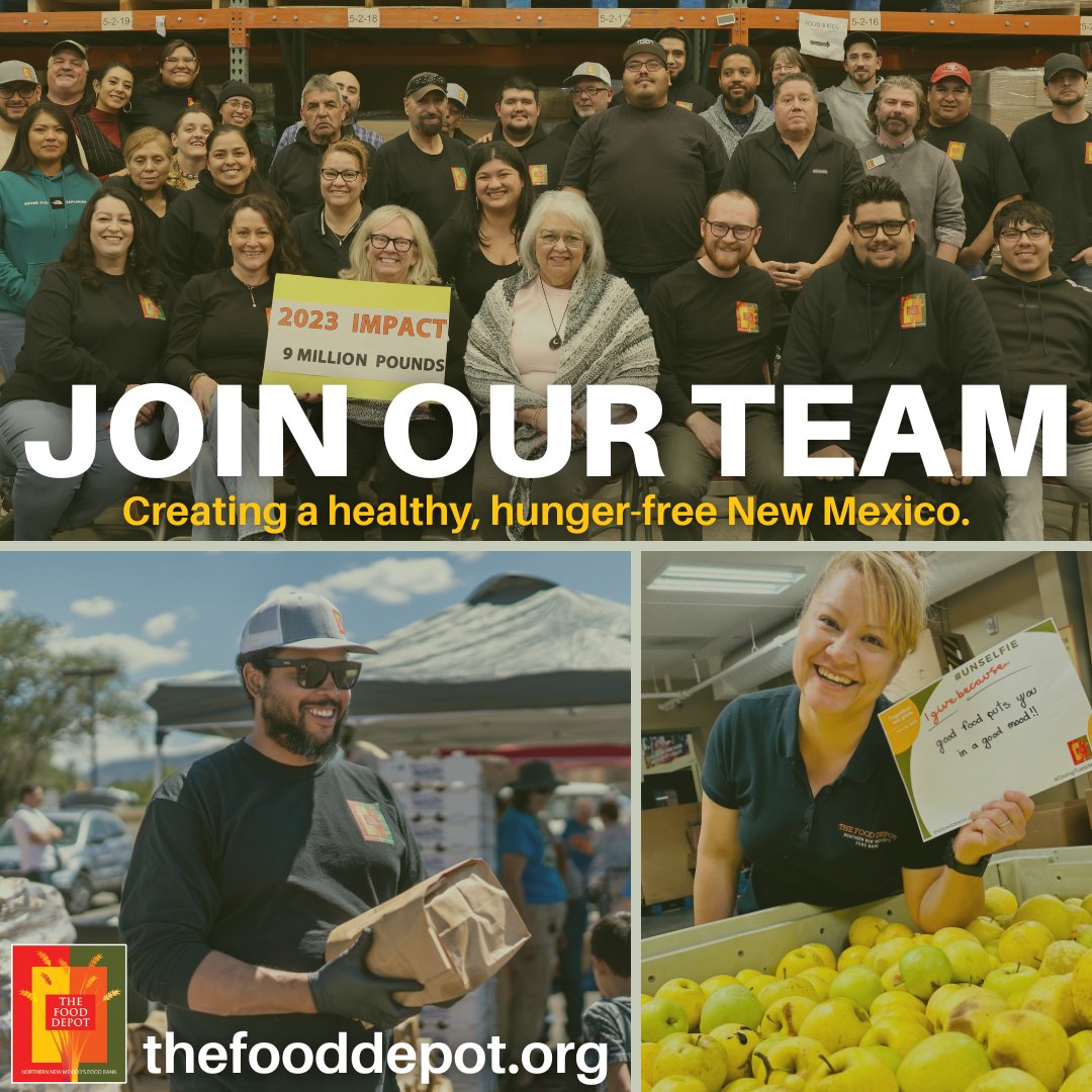 TheFoodDepot's tweet photo. 👋 The Food Depot is hiring! 👋
Join our team as the Community Engagement Coordinator. 

➡️This an in-person job located in Santa Fe, NM.

🧡Read the job description and benefits and apply at https://t.co/9eUVfppU4S.

#SantaFE  #nonprofit  #JobOpening #thefooddepotnm https://t.co/sz7AAMdtJK
