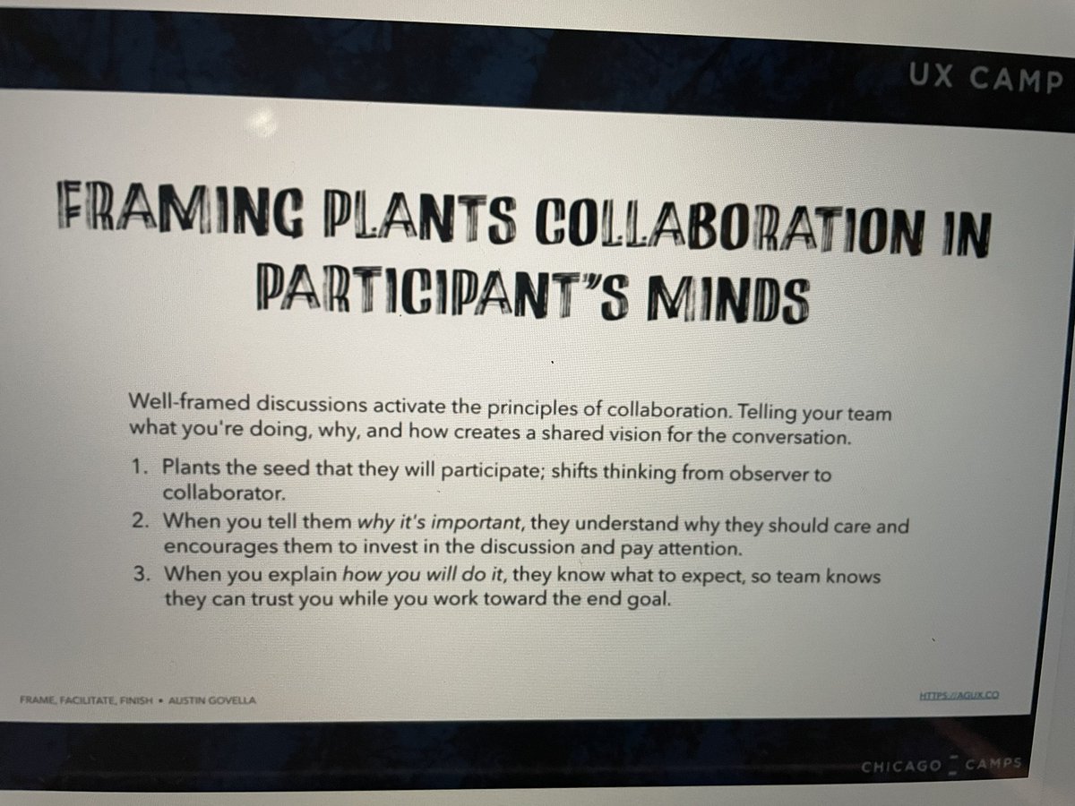 Kevin Klos (@kevinklos) on Twitter photo Explicitly frame your questions during team collaboration - <a href="/austingovella/">Austin Govella</a> <a href="/ChicagoCamps/">Chicago Camps</a> #UXCamp Explicitly frame your questions during team collaboration - <a href="/austingovella/">Austin Govella</a> <a href="/ChicagoCamps/">Chicago Camps</a> #UXCamp