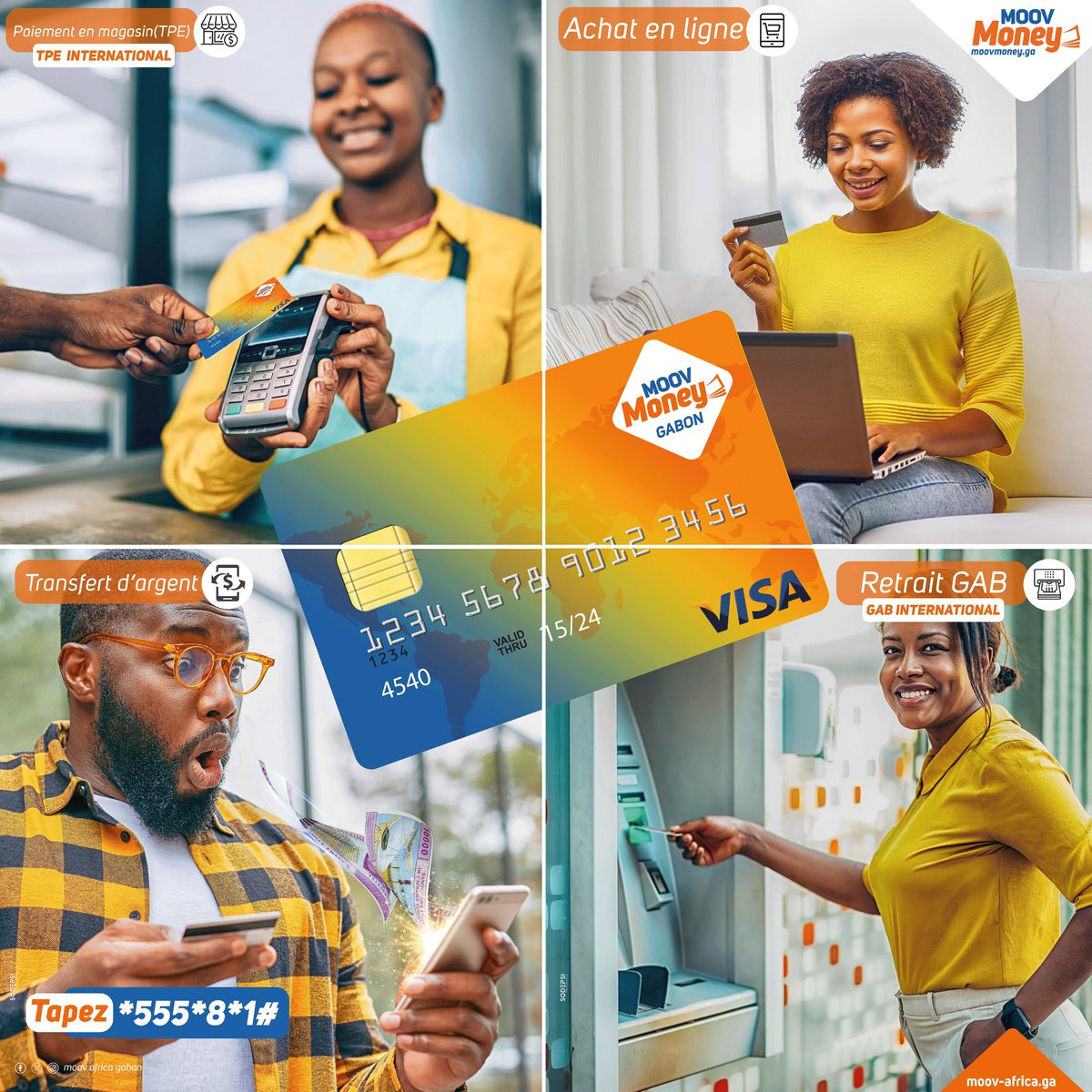 gt_officiel's tweet photo. Ouvrez-vous au nouveau monde avec la carte VISA de Moov Money. Déjà disponible dans les agences suivantes : Agence principale, Mbolo, Avorbam, Mont-Bouet et PK8.
En savoir plus 📷 https://t.co/XKQmtr3yJ7
#MomoVISA
#MoovAfricaGT
#UBA https://t.co/f4hWP21Ds2