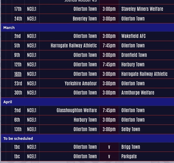 OllertonTownCFC's tweet image. 14 games of this difficult season to go, 9 of them at home. 

110% until the very end. 🔴⚫️