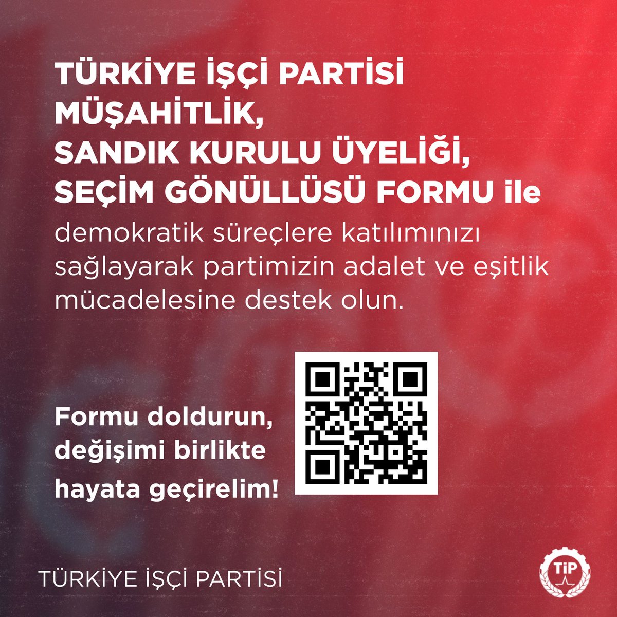 Oylarımıza, sandıklarımıza hep birlikte sahip çıkalım! 👉form.tip.org.tr