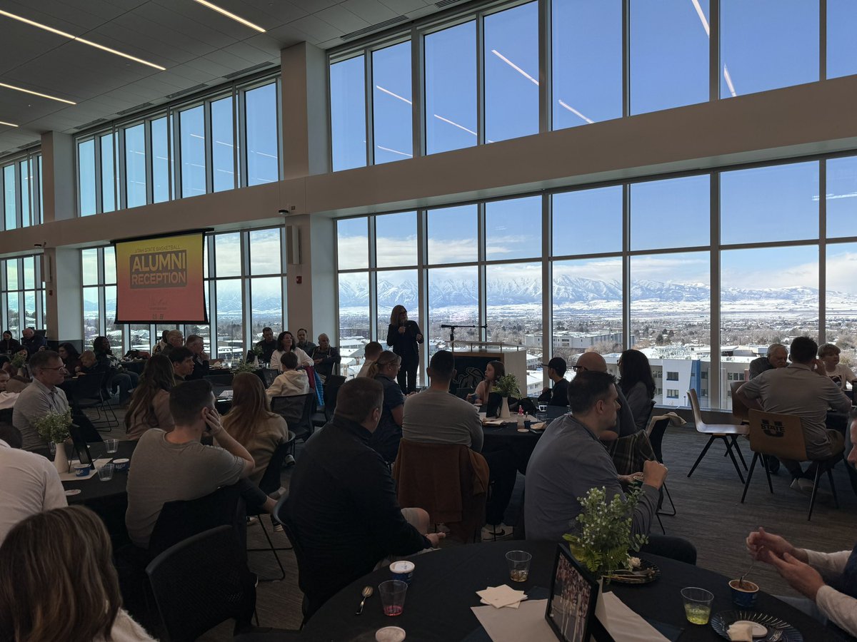 So great having Aggie greats who played for Coach Morrell in the house and @UtahState_AD is getting things started with a full house! #AggiesAllTheWay