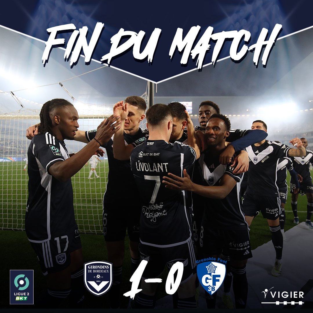 girondins's tweet photo. VICTOIRE ! 💙🤍

Nos Girondins s’imposent grâce à un but de Zan Vipotnik (4’) et signent une 3ème victoire consécutive à domicile

1️⃣-0️⃣ #FCGBGF38
