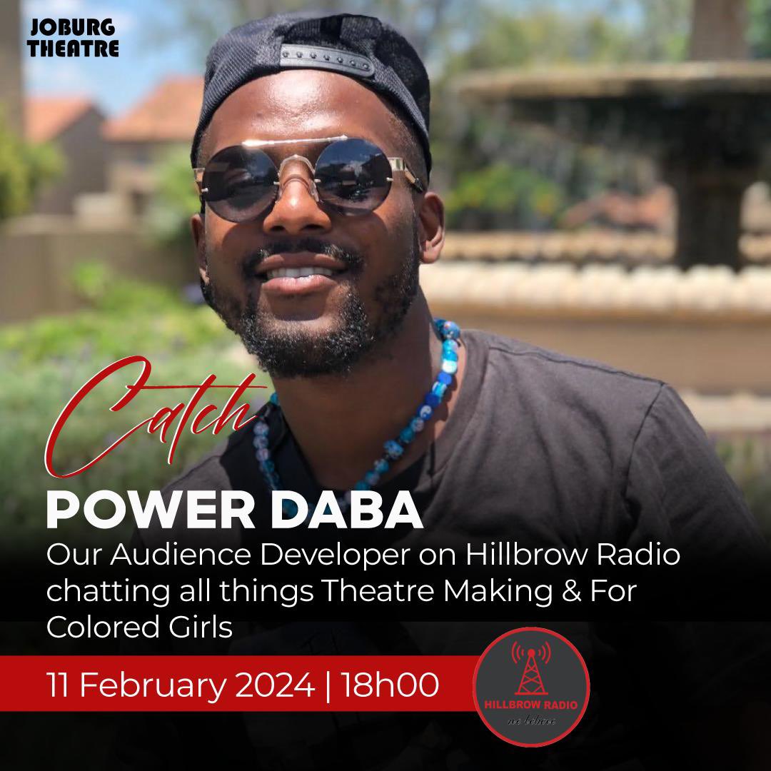 @HilbrowRadio247, the lady of soul is excited to bring a representative from Joburg Theatre to Hillbrow Theatre. We will be talking all things Theatre.

Host: Mpumelelo Audrey Ndimande
Guest: PowerDaba

#HillbrowRadio #LadyofSoul #hillbrowradio247