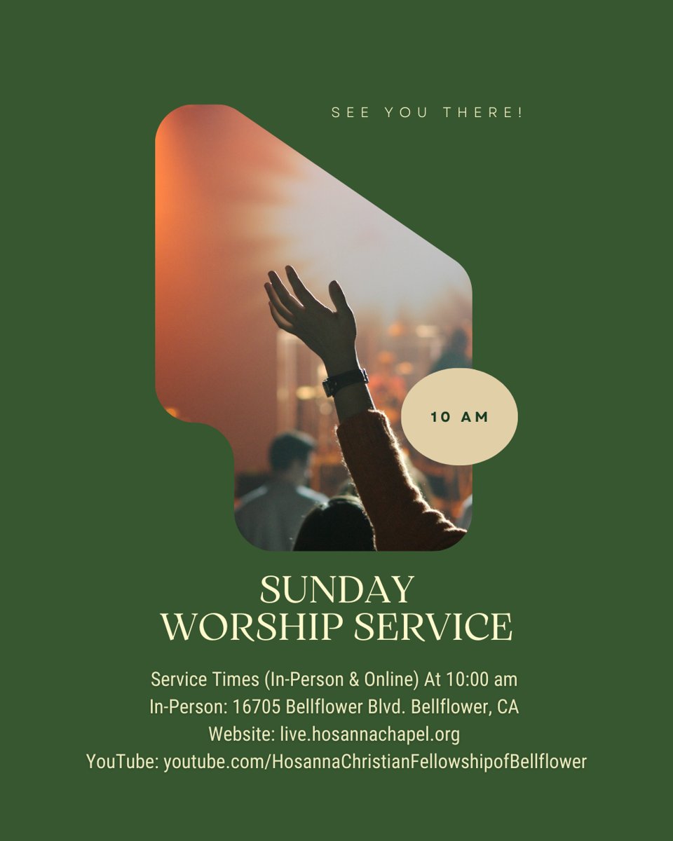 hosannacf's tweet photo. Sundays are always better when we worship together. We can't wait to see you tomorrow. Invite your friends and family to join. See you soon!
#WorshipInvite #ChurchLife #ThisIsMyChurch #ChurchesinBellflower #ChurchesinLA #LAChurch #Hosanna #HosannaChristianFellowship https://t.co/IOaT6n9ssf
