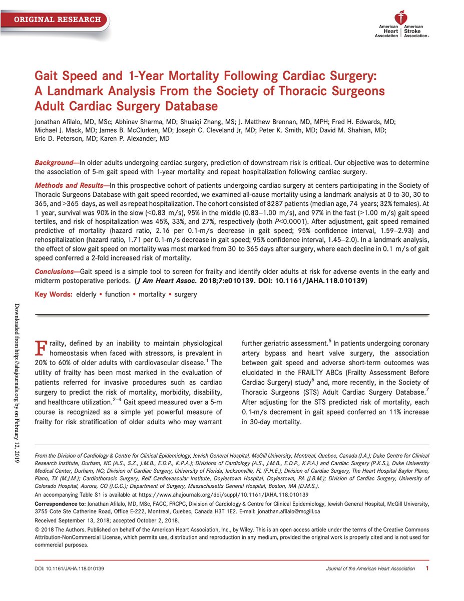 Jonathan Afilalo (@frailtymd) on Twitter photo Our journey to integrate <a href="/frailty/">Frailty </a> in the <a href="/STS_CTsurgery/">The Society of Thoracic Surgeons</a> DB began waaay back in 2007 with @davidshahian when we introduced 5-meter gait speed.
Now with <a href="/DrMoritzWvB/">Moritz C. Wyler von Ballmoos</a> leading the way as well as <a href="/TheRakeshArora/">Rakesh C. Arora</a> we are enriching the assessment by adding 5-timed chair rises and Our journey to integrate <a href="/frailty/">Frailty </a> in the <a href="/STS_CTsurgery/">The Society of Thoracic Surgeons</a> DB began waaay back in 2007 with @davidshahian when we introduced 5-meter gait speed.
Now with <a href="/DrMoritzWvB/">Moritz C. Wyler von Ballmoos</a> leading the way as well as <a href="/TheRakeshArora/">Rakesh C. Arora</a> we are enriching the assessment by adding 5-timed chair rises and