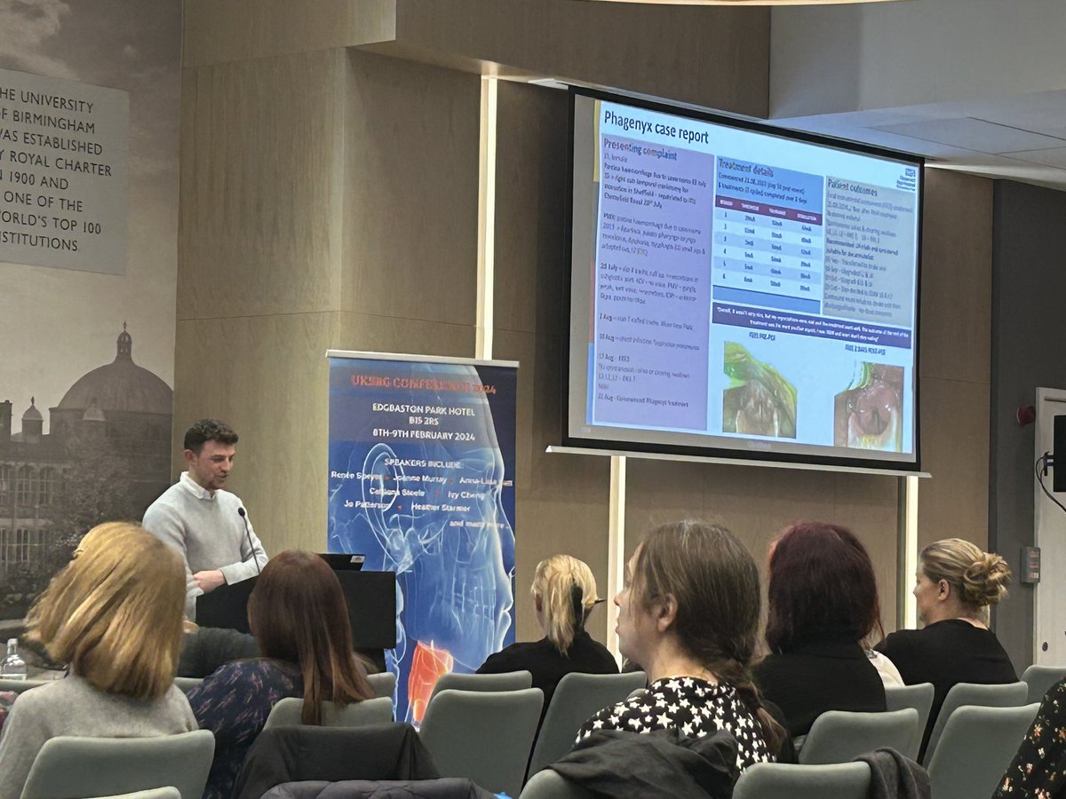 Interesting presentation by Ben @LawranceOwen sharing his experiences of using #phagenyx for #dysphagia rehabilitation at the @UKSRG2 conference this week. @TeamSLTCRH @_Abi_Miller