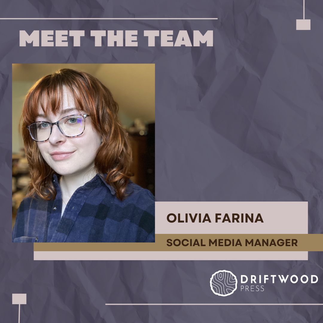 Meet the team here at Driftwood! My name is Olivia and I'm the Social Media Manager. I reply to your comments when I have time and create these posts! #meettheteam #smallbusiness #smallbusinessteam #smallbusinesslove #team #teamlove #indiepublisher