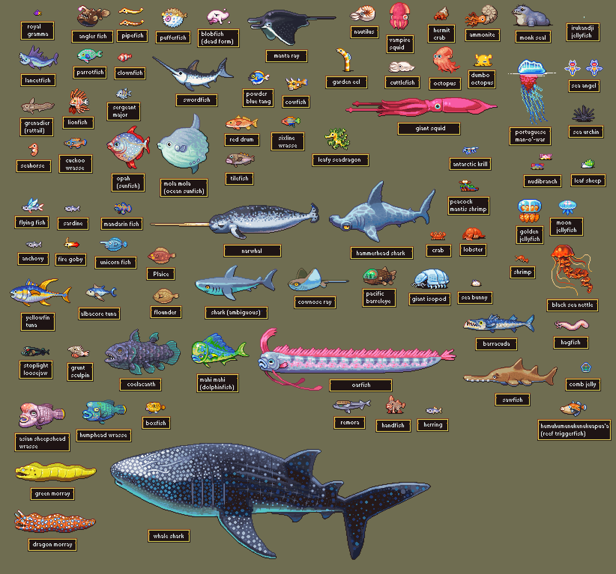 Here's the next update to my #pixelart fish set! Introducing a
