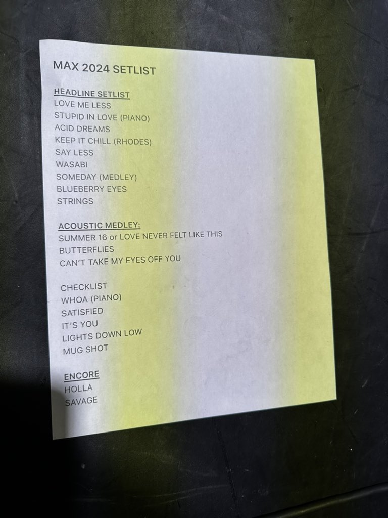 ayeohkristen's tweet photo. Max setlist from NYC #LoveInStereo album release ♥️ https://t.co/PtNLbvqjXQ