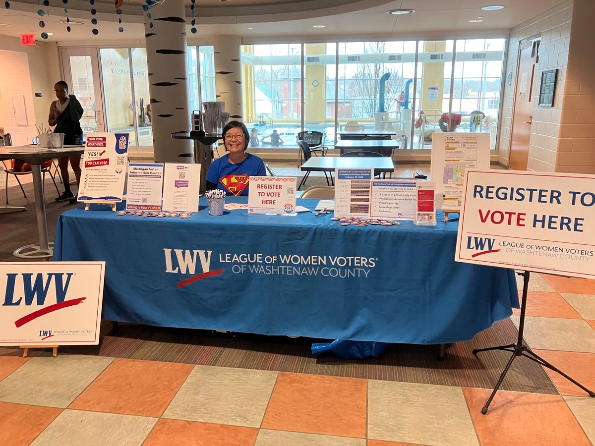 Thanks <a href="/AnnArborYMCA/">Ann Arbor YMCA</a> for allowing us to table today from 10am-2pm! We were able to get some folks registered to vote,  change their addresses, and pick up early voting info. 🗳️ #VotingMatters