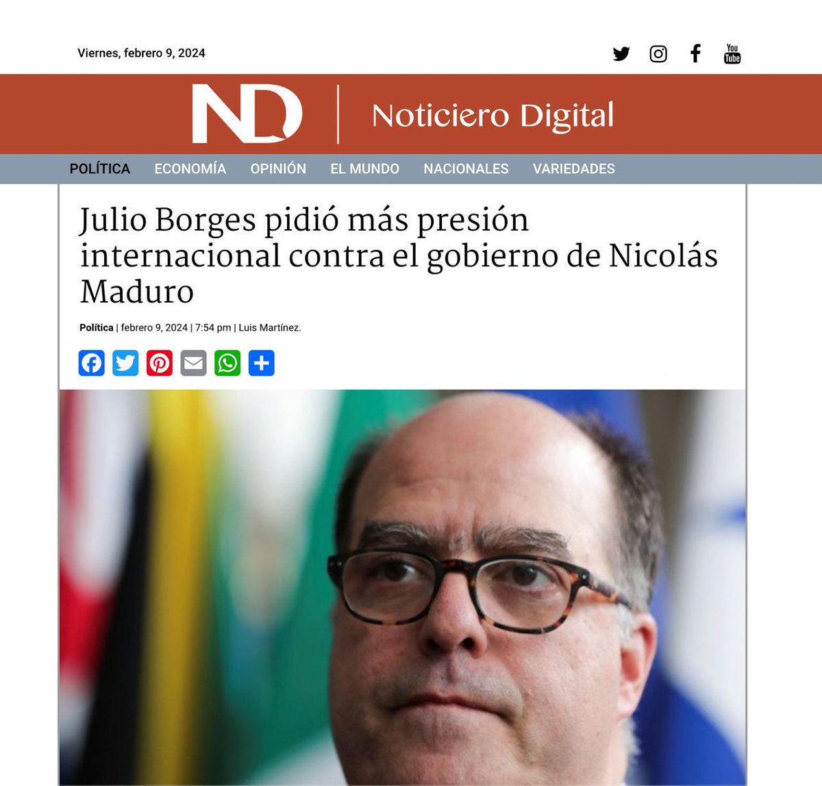 Julio Borges, el principal impulsor de las criminales sanciones contra Venezuela, continúa su campaña de odio pidiendo injerencia en nuestras elecciones y más agresiones hacia nuestro pueblo. 
 
El historial de la oposición está plagado de crímenes y fracaso constante, por eso