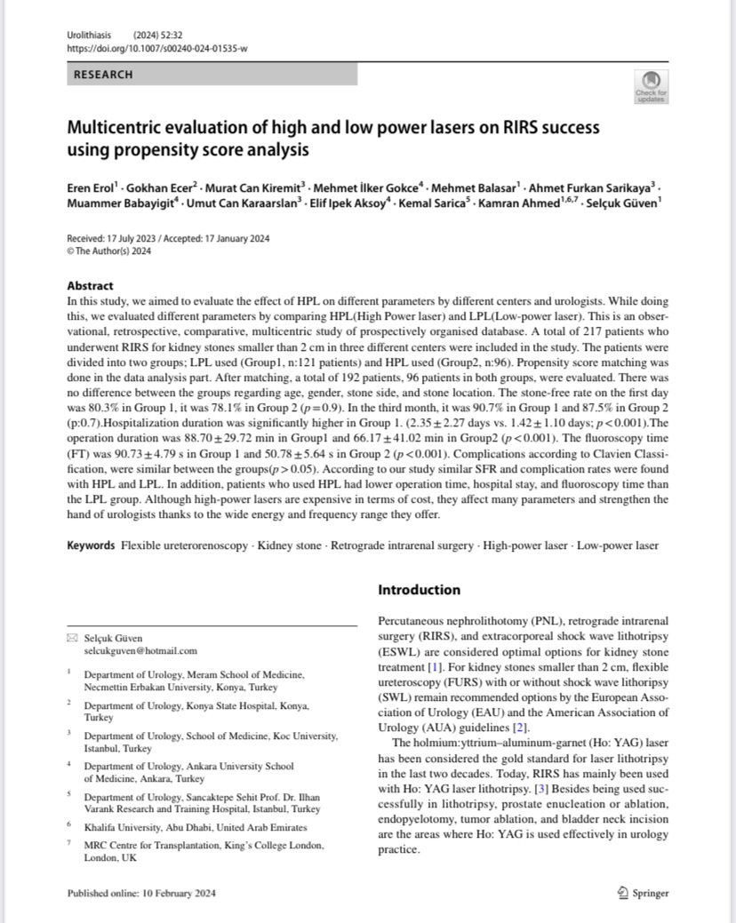 NEU Meram Urology (@meramurology_) on Twitter photo Our latest collaborative work has been published in the Urolithiasis. Glad to see dedicated residents from both sides involved.
link.springer.com/content/pdf/10…
<a href="/drkemalsarica/">Kemal Sarıca</a> <a href="/SelcukGuven_8/">Selçuk Güven</a> <a href="/drbalasar/">Mehmet Balasar</a> <a href="/migokce/">Mehmet Ilker Gökce</a> <a href="/elgrecocan/">Murat Can Kiremit</a> <a href="/kahmed198/">Kamran Ahmed</a> <a href="/ecergokhann/">Gökhan Ecer</a> <a href="/erenerl_/">erenerol</a> Our latest collaborative work has been published in the Urolithiasis. Glad to see dedicated residents from both sides involved.
link.springer.com/content/pdf/10…
<a href="/drkemalsarica/">Kemal Sarıca</a> <a href="/SelcukGuven_8/">Selçuk Güven</a> <a href="/drbalasar/">Mehmet Balasar</a> <a href="/migokce/">Mehmet Ilker Gökce</a> <a href="/elgrecocan/">Murat Can Kiremit</a> <a href="/kahmed198/">Kamran Ahmed</a> <a href="/ecergokhann/">Gökhan Ecer</a> <a href="/erenerl_/">erenerol</a>