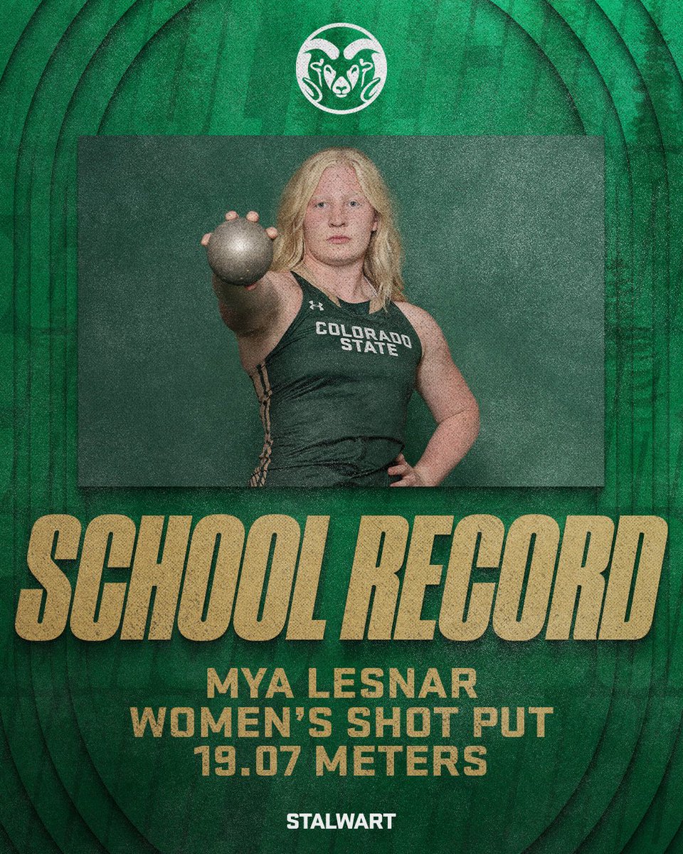 CSUTrackFieldXC's tweet photo. TOP MARK IN THE 𝙉𝘼𝙏𝙄𝙊𝙉 AND IN 𝘾𝙎𝙐 𝙃𝙄𝙎𝙏𝙊𝙍𝙔🔥💪

Mya Lesnar re-breaks her own school record and wins the women's shot put with a mark of 19.07m, which is the best mark in the country so far this season and the eighth-best all-time in the NCAA!

#Stalwart x #CSURams https://t.co/10nf3PEL74