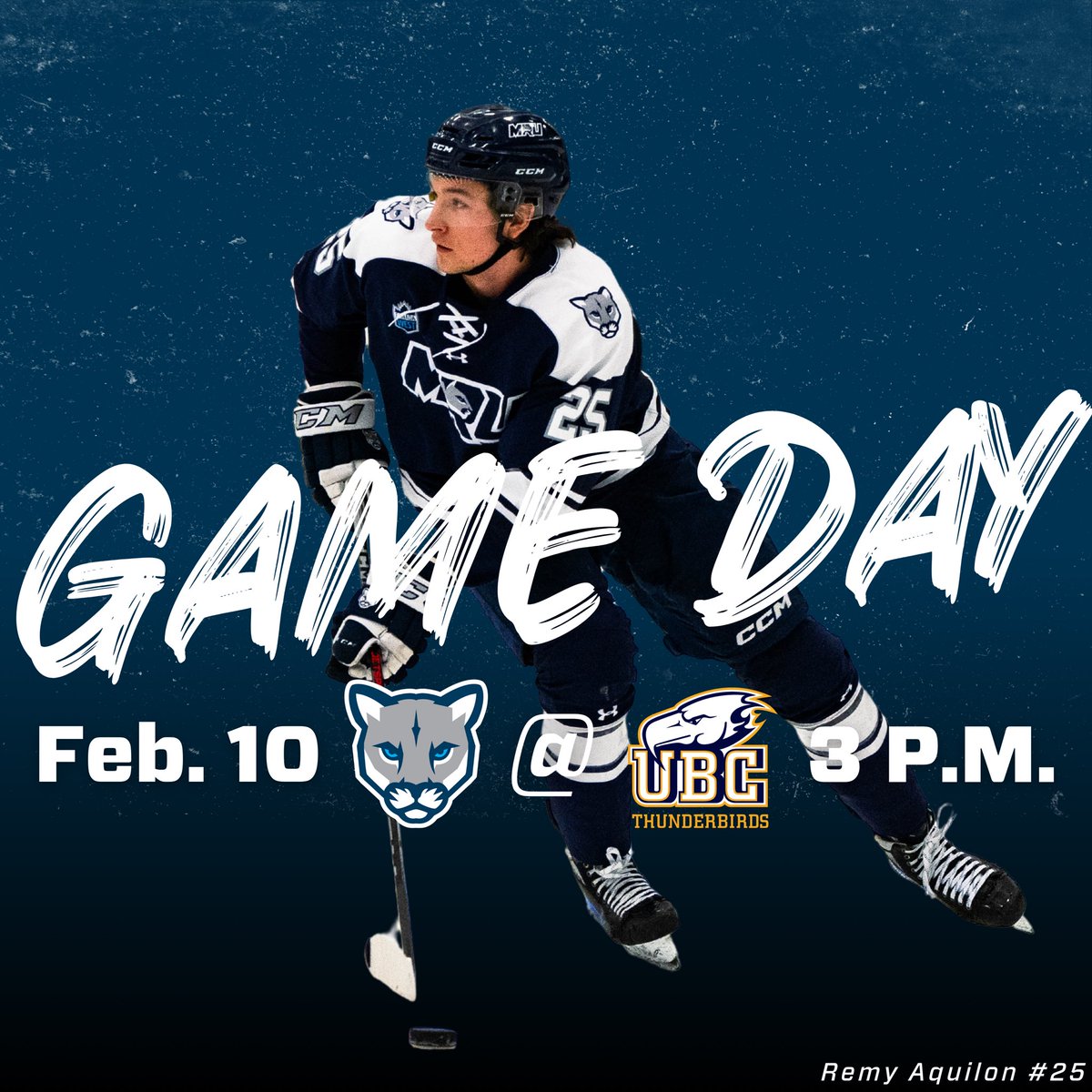 MRUmhockey's tweet photo. 🚨It’s Game Day!🚨

This is it! The battle for first comes down to the final game of the regular season. Puck drop 3pm (PST)

⏰: 3:00 p.m. (PST)
🆚: UBC Thunderbirds
📍: Doug Mitchell Thunderbird Sports Centre
📺: https://t.co/Hyrbqbf90g

#wearethecougars @CanadaWest @USPORTSca https://t.co/Iq96Vy9clg