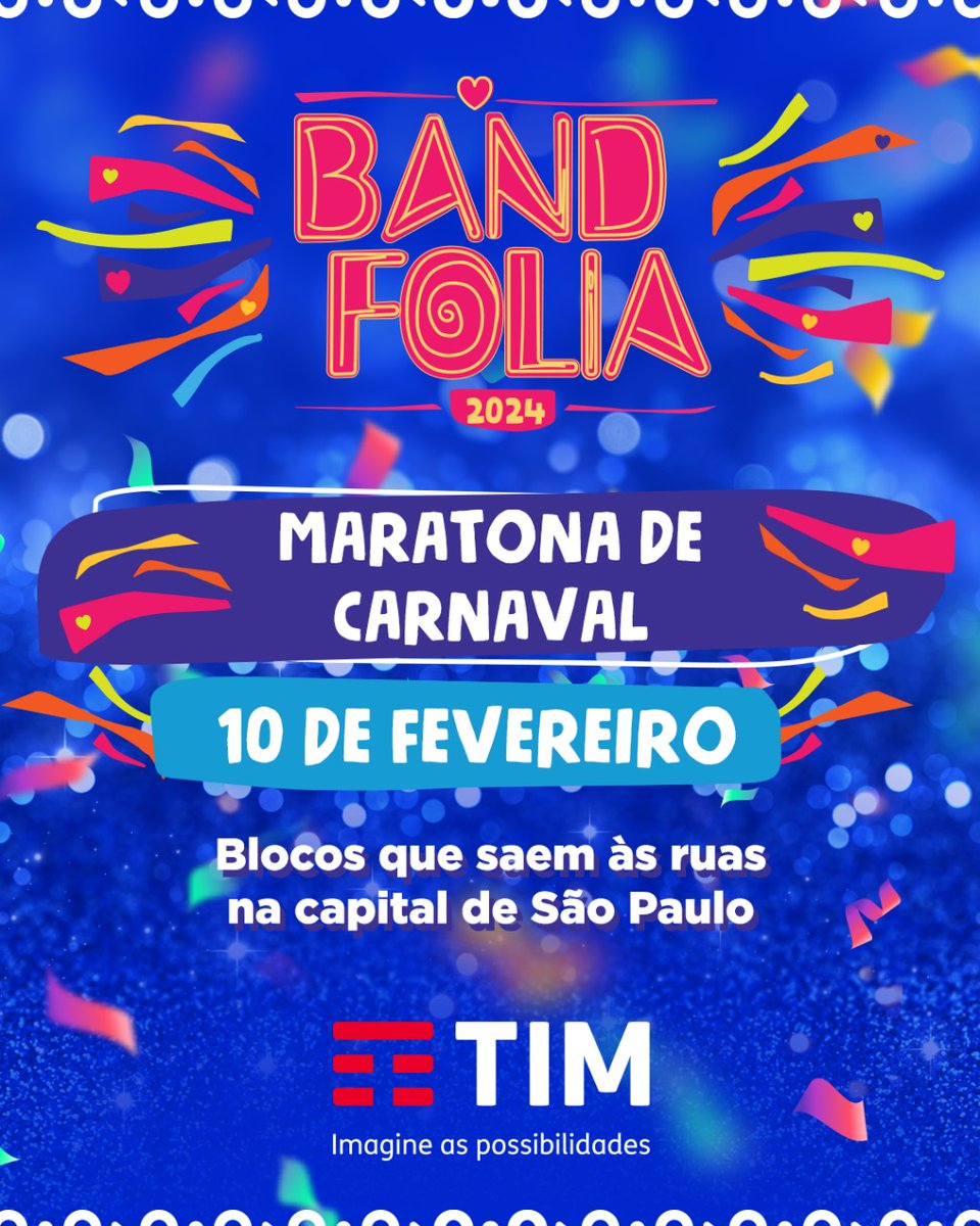 BandJornalismo's tweet photo. Acompanhe a programação diária do Carnaval nas nossas redes sociais com a internet disponível no Test Drive TIM. Serão 30GB gratuitos para testar por até 30 dias. Confira condições em https://t.co/3o9EHiNDdI
#TestDriveTIM #BandFolia #EutoNaBand
Oferecimento: @TIMBrasil https://t.co/4bnKo037UI