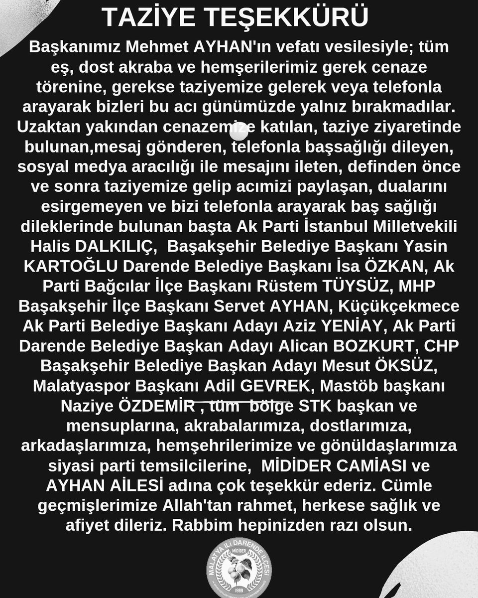 Midider_44's tweet photo. Taziye Teşekkürü https://t.co/hgCwOvrDOb