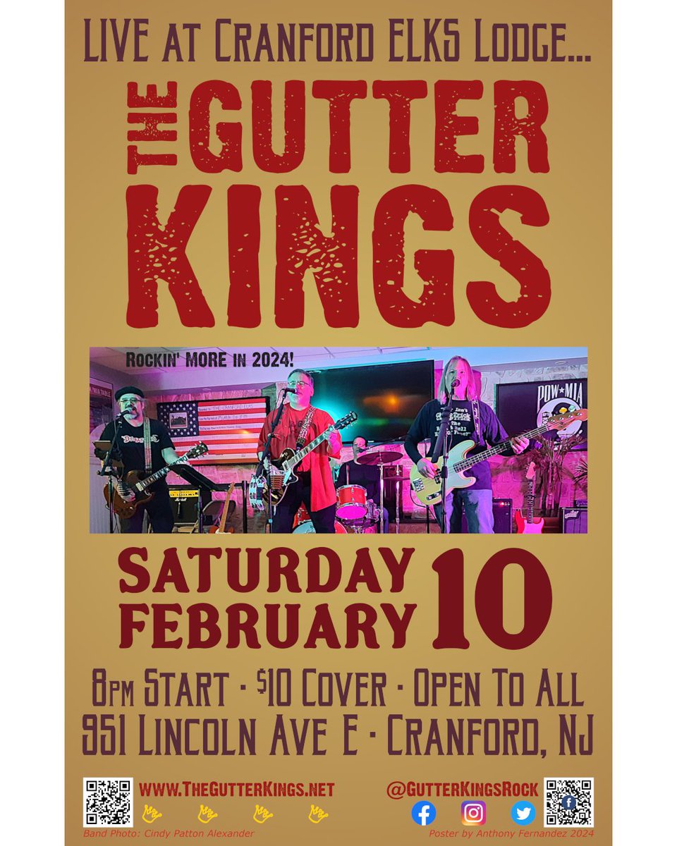 TONIGHT (Feb 10) - We are rockin' Cranford Elks - open to all, come on down! fb.me/e/3g9Y1Bl0x