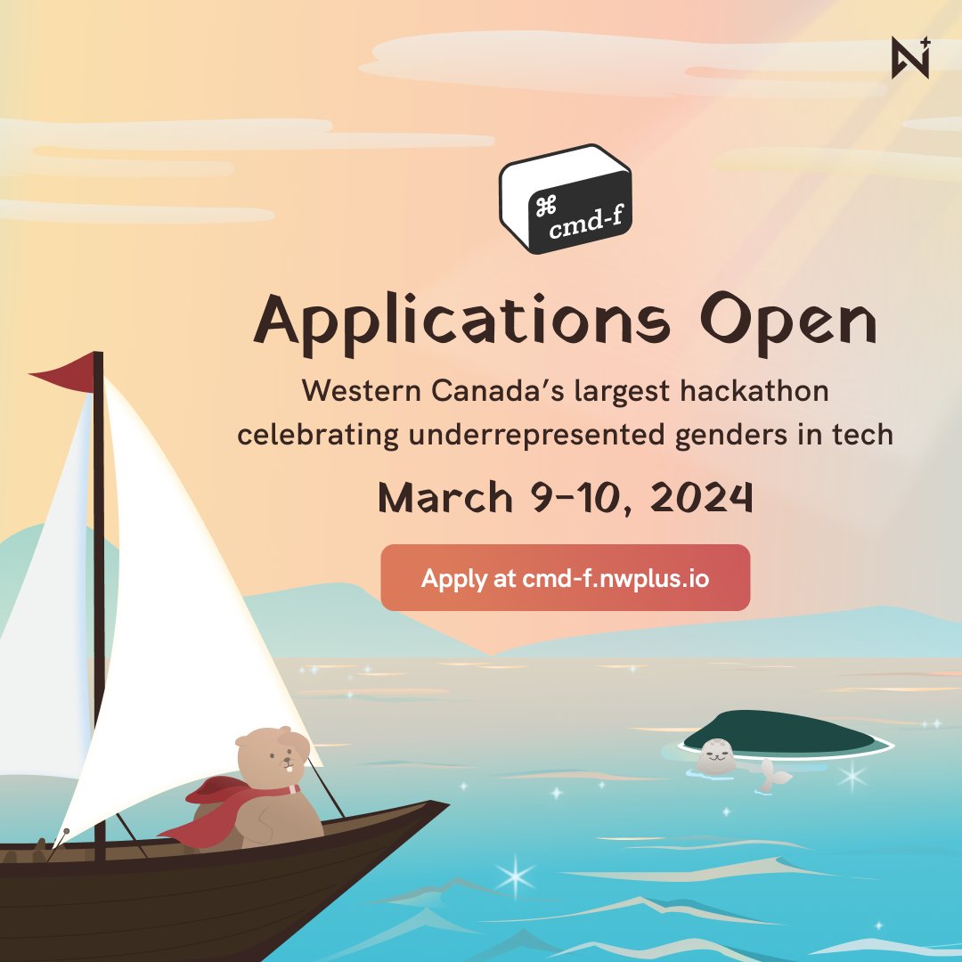Ready for the adventure of your life? Apply now to cmd-f 2024, our 24-hour hackathon focused on addressing gender inequality in tech. 🩵

cmd-f is only open to hackers who identify as an underrepresented gender in tech.

📍Apply now and learn more at cmd-f.nwplus.io!