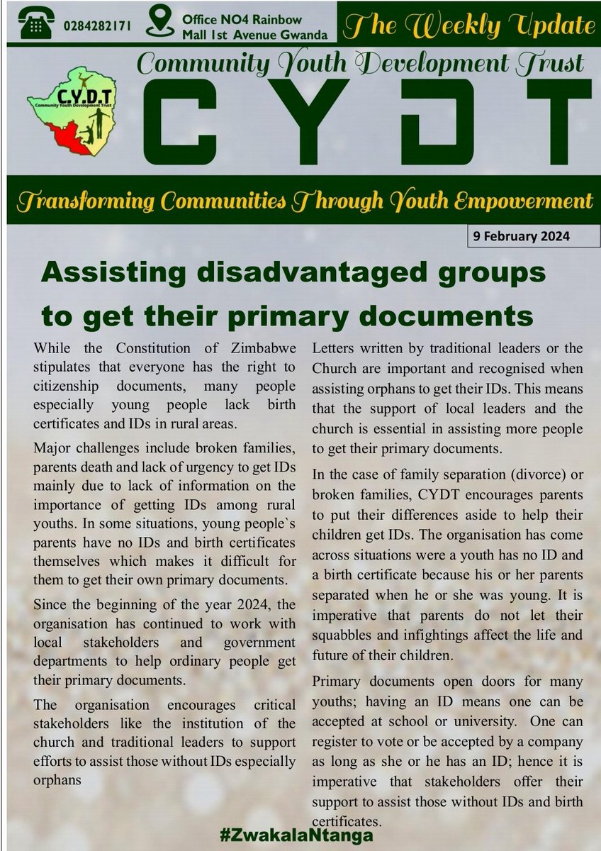 CYDT Weekly update
Have a blessed weekend
#ZwakalaNtanga