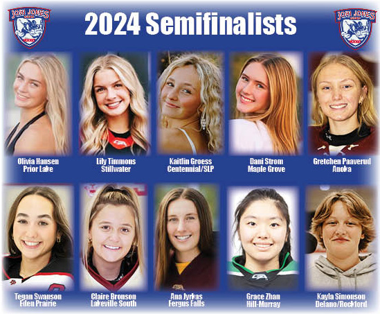 The 10 Semifinalists for the Jori Jones Award, given to the top senior goaltender, have been announced. The five finalists will be announced Wednesday, Feb. 14 with the winner announced Feb. 25 at the annual Ms. Hockey Banquet.
Congratulations to these 10 netminders!