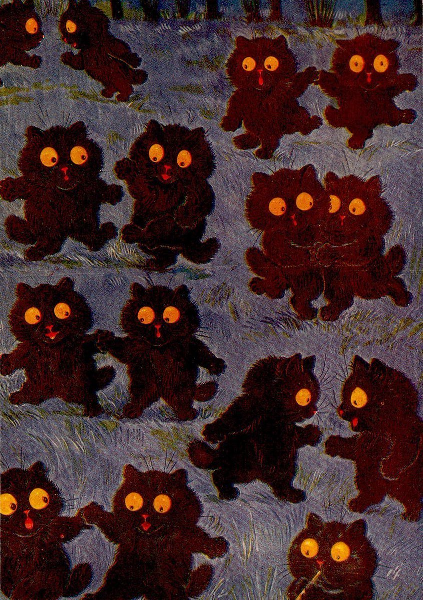 LouisWainBot's tweet photo. 'Black Cats Dancing in the Moonlight' https://t.co/LCP3xVbN8t
