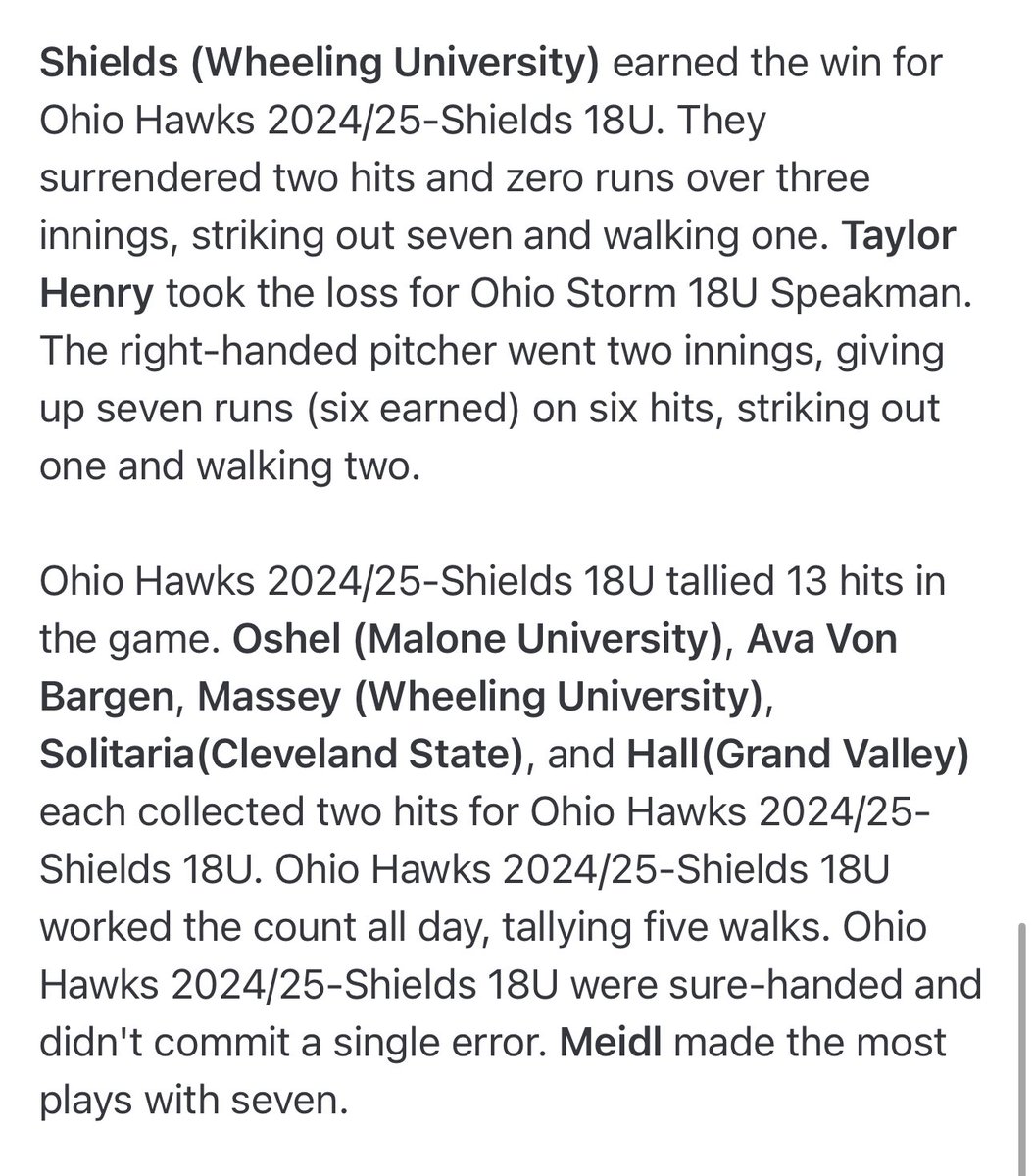 Ohio_Hawks06's tweet photo. Great start to the Valentine’s 50!! 2-0 on the day sets us up for the top bracket tomorrow!! Huge day on offense and the pitching was on fire!! #LetsGo https://t.co/2aldKddxrV