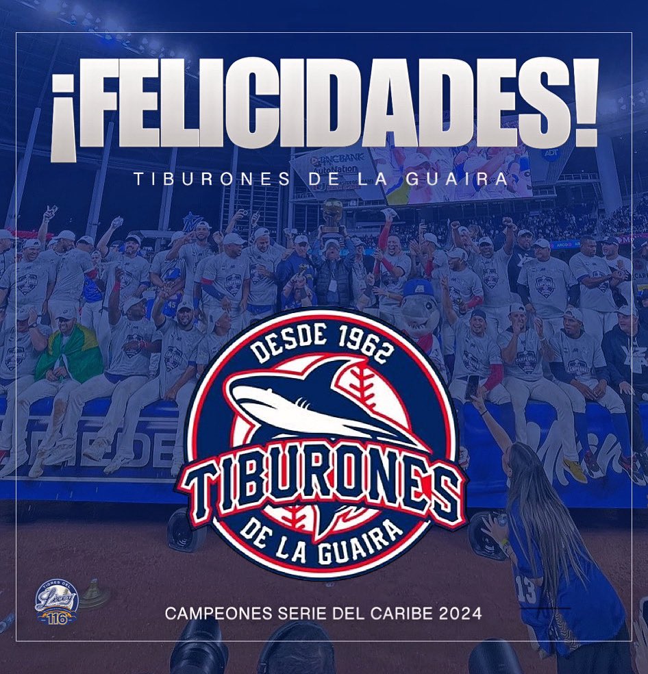 TigresdelLicey's tweet photo. El Club Atlético Licey felicita a los @tiburones_net por su merecido triunfo tanto en la Liga Profesional de Venezuela cómo en la Serie del Caribe Miami 2024. 👏🏼

¡Felicidades Campeones! 🙌🏼🏆 https://t.co/ZEnuWUpR78